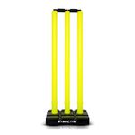 Amazon Brand - Symactive Cricket Stumps with Stand Cricket Kit Plastic Wickets for Cricket Standard Wickets for Cricket Ground, Match, Tournament Stump with Stand & Bails