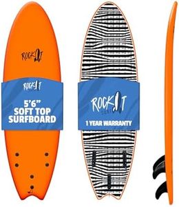 Rock-It Alberto 5ft6 Soft Top Surfboard, Surf Board for Kids, Tabla De Surf, Kids Surfboard, Surfing Board Designed for Beginners - Innovative Design for Safety & Easy to Paddle (Orange)