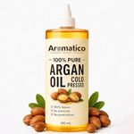 AROMATICO Cold Pressed Argan Oil for Hair - Argan Hair Oil for Frizz Control, Smooth Shiny Hair & Hair Growth | Lightweight Non-Sticky | Starter Size | 100ml
