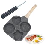 Husaini Mart | 4 Cavity Egg Pan Non Stick, Pancake Maker, 4-Cup Nonstick Egg Frying Pan Granite Mini Egg Cooker Pannfor Breakfast, Small Egg Skillet Suitable for Gas Stove & Induction Top