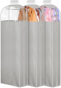 MISSLO 10" Gusseted Garment Bags for Hanging Clothes Storage 60" Dress Bags for Gowns Long Breathable Dress Cover for Closet Storage Coat Protector, 3 Packs, Grey