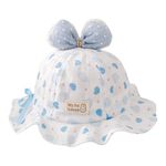 SNOWIE SOFT® Baby Cap Cute Bow Print Summer Cap for Baby Girl Adjustable Bow Drawstring Sun Hat Outdoor Infant Girls Gift for 3-18 Months Blue