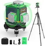 CIGMAN 3D Laser Level with Tripod,Remote Control,Compact Design,4000mAh Battery,Rotary Base,3x360°Self-Leveling Green Laser Leveler for Picture Hanging and DIY Projects