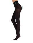 OPAQUE 3D MICROFIBRE TIGHTS WITH CONTROL BODY | WINTER TIGHTS | SHAPING PANTYHOSE | 100 DEN | BROWN, BLACK | S, M, L, XL | ITALIAN HOSIERY | (L, BLACK)