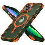 MobNano Magnetic Case For iPhone 13/14 6.1-Inch [Support MagSafe Wireless Charging] Shockproof Phone Bumper Cover - Green Orange