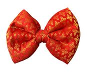 For The Fur Kids Traditional Dog Bow Tie for Diwali, Festivals, Weddings (Red Flower)