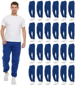 BILLIONHATS 24 Pack Adult Joggers Pants, Mixed Assortment Colorful Jogger Bulk Sweatpants Wholesale for Donations, Homeless, Royal Blue, X-Large