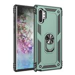 Galaxy Note 10 Plus Case, Shockprooof Heavy Duty Military Grade Protective Cover, with 360°Rotating Ring Kickstand Note 10+ Cases, Case for Samsung Galaxy Note 10 Plus (Dark Green)