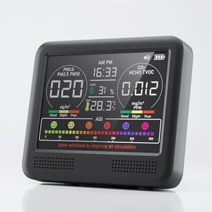 16-in-1 Air Quality Monitor Indoor with 7AQI Beep Alarm, CO2 Monitor, Air Quality Detector with PM1.0 | PM2.5 | PM10 | Temp | HUM | Formaldehyde | VOC Tester for Home Office Plant (Deep Black)