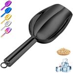 Haizsijin Metal Ice Scoop 3 Oz, Small Stainless Steel Ice scooper for Ice Maker Ice Bucket Kitchen Freezer Bar Party Wedding, Multipurpose for Popcorn Scoop,Flour Scoop,Dog Food Scoop (3oz-Black)