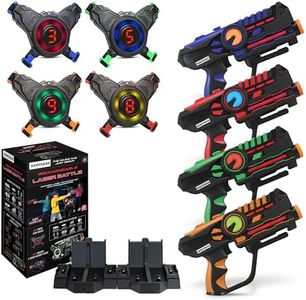 ArmoGear Nerf Guns and Laser Tag Guns Set of 4 - Rechargeable Toy Blasters for Kids and Adults - Indoor and Outdoor Laser Tag with Vests, Digital Score Display - Family Game Fun for Ages 8 and Up