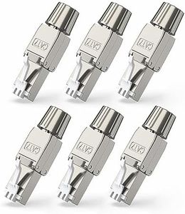 ZOERAX Cat7 Cat6A RJ45 Connector 6-Pack, Tool-Free Zinc Alloy Shielded Ethernet Termination Plugs for Cat7 up to 23AWG Solid Bulk S/FTP Ethernet Cable