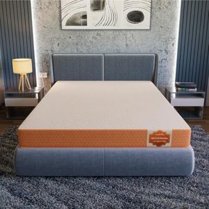 SleepyHug AirCell Ortho Spinex Plus 4 inch HR Foam Mattress | 3 Zones Support |5 Years Warranty | Back Pain Relief |Spine Alignment | Double Bed Size White & Orange (LxWxH -72x48x4 Inch)