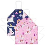 HOTUT 2 Pcs Kids Aprons, Cartoon Style Adjustable Child Chef Aprons, Unicorn Print Children's Apron for Kids Toddler Painting Baking Artist (Pink+Blue)