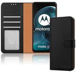 iCatchy for Motorola Moto G14 Case Leather Wallet Book Flip Folio Stand View Magnetic Protect RFID Blocking Shockproof Cover compatible with Motorola G14 Phone Case (Black)