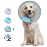 Supet Dog Cone Adjustable Pet Cone Pet Recovery Collar Comfy Pet Cone Collar Protective for After Surgery Anti-Bite Lick Wound Healing Safety Practical Plastic E-Collar for Dogs and Cats (Grey XL)