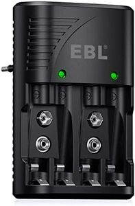 EBL Multifuncional Cargador de Pilas, Rápido Cargador Plug para AA AAA Ni-MH 9V Pilas Recargables con Indicadora LED, AC 100-240 V