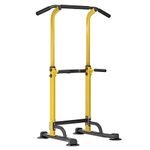 SogesHome Power Tower Dip Station Pull Up Bar for Home Gym Chin Up Bar Stand Height Adjustable Strength Training Fitness Equipment Multi-Function Workout Equipment (Black Yellow)