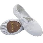 s.lemon Ballet Shoes for Girls,Canvas Ballet Slipper Ballerina Dance Flats Gymnastic Shoe Kids Adult SF White 40EU