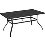 Yaheetech Patio Outdoor Dining Table for 6 Person, Large Rectangle Metal Tabletop with 1.57'' Umbrella Hole for Garden, Lawn