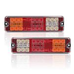 AOHEWEI 2Pcs Trailer Rear Lights 12V/24V 27 LEDs Super Bright Waterproof Turn Signal/Brake/Tail/Reverse/Reflector Lamp for Trailer Truck Lorry Caravan Van Tractor