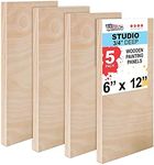 U.S. Art Supply 6" x 12" Birch Wood Paint Pouring Panel Boards, Studio 3/4" Deep Cradle (Pack of 4) - Artist Wooden Wall Canvases - Painting Mixed-Media Craft, Acrylic, Oil, Watercolor, Encaustic