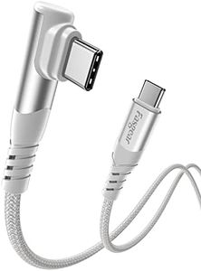 USB C to USB C Cable 3ft, Fasgear Type C to Type C 100W PD Cable 5A Fast Charging Right Angle Compatible for Sam-Sung S23 Mac-Book Pro 2021, Surface Book 2, i-Pad Air 4 2020 (Grey)