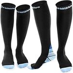 Cambivo 2 Pairs Compression Socks for Men and Women(20-30 mmHg), Compression Stocking for Swelling, Nurse, Flight (Blue, SM)