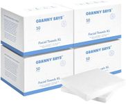 GRANNY SAYS Disposable Face Towel, 200 Counts/4 Boxes, Biobased Face Towelettes Disposable, Extra Thick Soft Face Towels, Clean Skin Towels for Remove Makeup, Facial Cleansing, 10"×12"