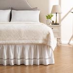 MIYE Wrap Around Ruffled Lace Bed Skirt, Elastic Dust Ruffle with Adjustable Belts, Easy to Put On, Bed Frame Cover, Machine Washable (Ruffled Lace/White, Full/Twin-18 Drop)