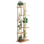 Dhouse Plant Stand 6 Tiers Wooden Flower Stand 7 Potted 120cm Tall Plant Pot Holder Storage Display Rack Shelving Unit Water-Proof Standing Shelf for Indoor Outdoor Bonsai Patio Yard Garden Corner