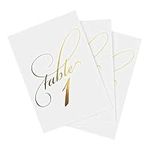 Bliss Collections Gold Foil Table Numbers 1-40 Plus Head Table Card - 4x6 Double-Sided Cards for Your Wedding, Reception, Anniversary, Birthday Party or Celebration, Black Font, White Card Stock