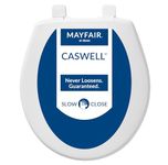 Mayfair 880SLOW 000 Caswell Toilet Seat Will Slowly Close and Never Loosen Long Lasting Plastic, White, Round