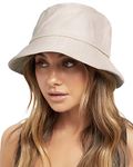 FURTALK Unisex Bucket Hat Washed Cotton Packable Summer Beach Mens Womens Sun Hats for Travel Beige