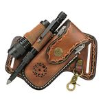 TOURBON Leather EDC Cross Draw Multitool Carrier Organizer Sheath with Flashlight Pouch Tactical Pen Holster for Belt