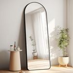 CIVENO Arched Full Length Mirror, 64"x21" Black Metal Frame Full Body Mirror, Round Corner Floor Mirror, Hanging or Leaning Against Wall for Bedroom, Living Room, Dressing Room