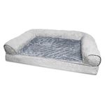 Furhaven Pet Plush & Suede Orthopedic Sofa Pet Bed, Gray, Medium