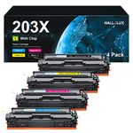 HALLOLUX 203X Toner Cartridge Replacement for HP CF540X CF541X CF542X CF543X Compatible for Color Laserjet Pro MFP M254dw M254dn​M254nw M280nw M281fdn M281fdw M281cdw(Black Cyan Magenta Yellow,4 Pack)