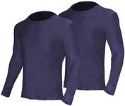 YUSHOW Men's 2 Pack Thermal Underwear Tops for Men Long Sleeve Winter Gear Warm Underwear Baselayer Ultra Soft Thermals Cold Weather Navy Blue