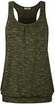 Miusey Plain Shirts for Women,Ladies Loose Fit Tank Tops Scoop Neck Sleeveless Workout Yoga Trendy Chic Gym Clothes Polyester Soft Breathable Active Wear Green X Large