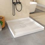 Shower Pan 36"x 36", Shower Base, Single Threshold Shower Pan，Non-Slip Shower Pan White SMC Shower Tray for Bathroom Assembly/Center Drain