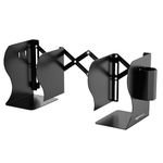 Amazon Basics Adjustable Metal Bookend for Heavy Books | Organizer Holder for Home Storage, Office, Classroom, Library with Pen Holder | Extends Up to 15 Inches | Black