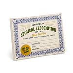 Em & Friends Spouse Recognition Wife/Husband Award Paper Certificate Note Pad & Funny Trophy Pad, 5.15 x 7-inches Spouse Appreciation (Gold Foil)