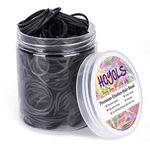 Black Rubber Bands Elastic Hair Ties Ponytail Holders Girl Hair Bands for Thick Hair No Damage 400pcs 1 1/4 Inch Large Size by HOYOLS (L)