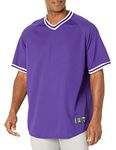 Augusta Sportswear Men's Augusta Retro V-Neck Baseball Jersey Shirt, Purple | White, S