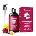 Essencetics Sensual Massage Oil for Couples 8 oz - Organic Warming Massage Oil for Date Night with Ylang Ylang, Patchouli & Vanilla Rose - Relaxing Massage Therapy for Unforgettable Moments