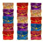 Bleiou 15 Pcs Jewelry Silk Purse Pouch Brocade Gift Bags Mix Colors(Small)