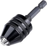 Hymnorq Keyless Aluminum Alloy Black Mini 3-Jaw Drill Chuck Screwdriver Adapter with Quick-change 1/4" Hex Shank to Hold 0.3-6.5mm Drill Bits Milling Cutters