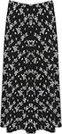 WearAll Womens Plus Floral Midi Skirt Ladies Elasticated Waist Print Stretch Long Black White 16-18