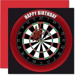 Fun 45th Birthday Cards for Men Woman - Dart Board - Happy Birthday Card for Dad Mum Brother Sister Grandad Nanny Grandma Uncle Auntie, 145mm x 145mm Sports Darts Bday Greeting Cards